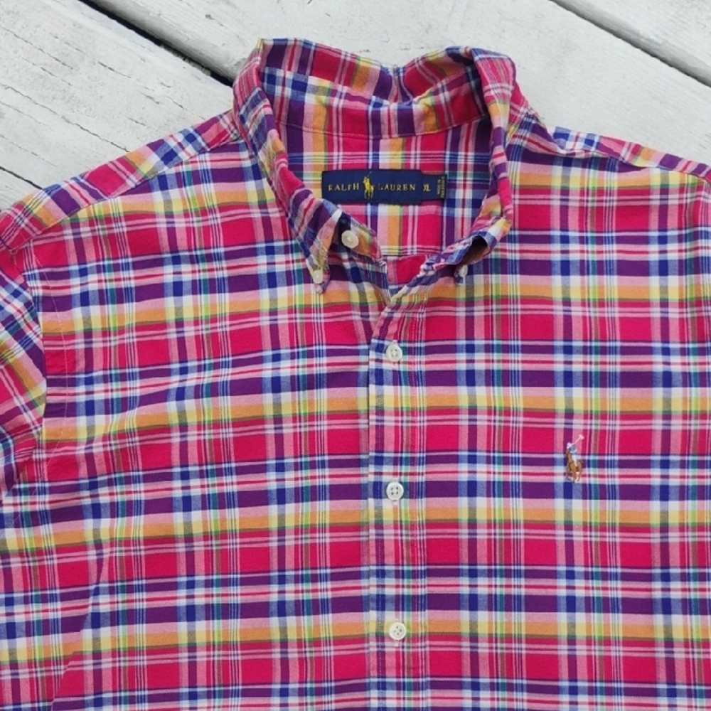 Ralph Lauren Red and Blue Casual Button Down Shirt